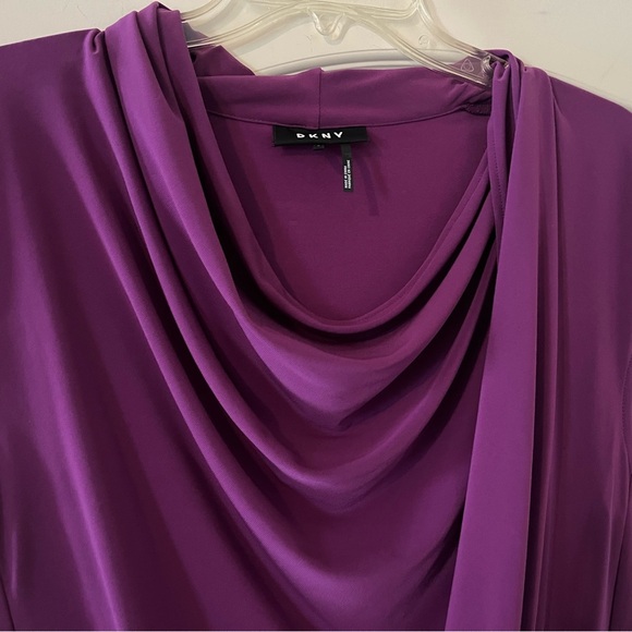 DKNY Elegant Violet Drape Neck Blouse women’s size medium - Picture 5 of 13